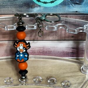 Orange and Black Cow Keychain
